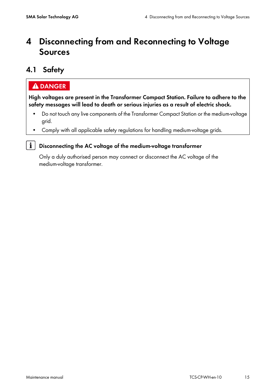 1 safety | SMA TCS 500-SC Maintenance manual User Manual | Page 15 / 28