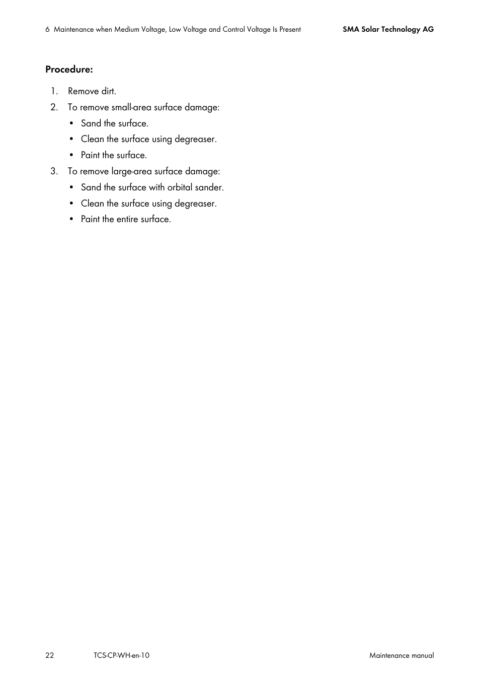 SMA TCS 500-SC Maintenance manual User Manual | Page 22 / 28