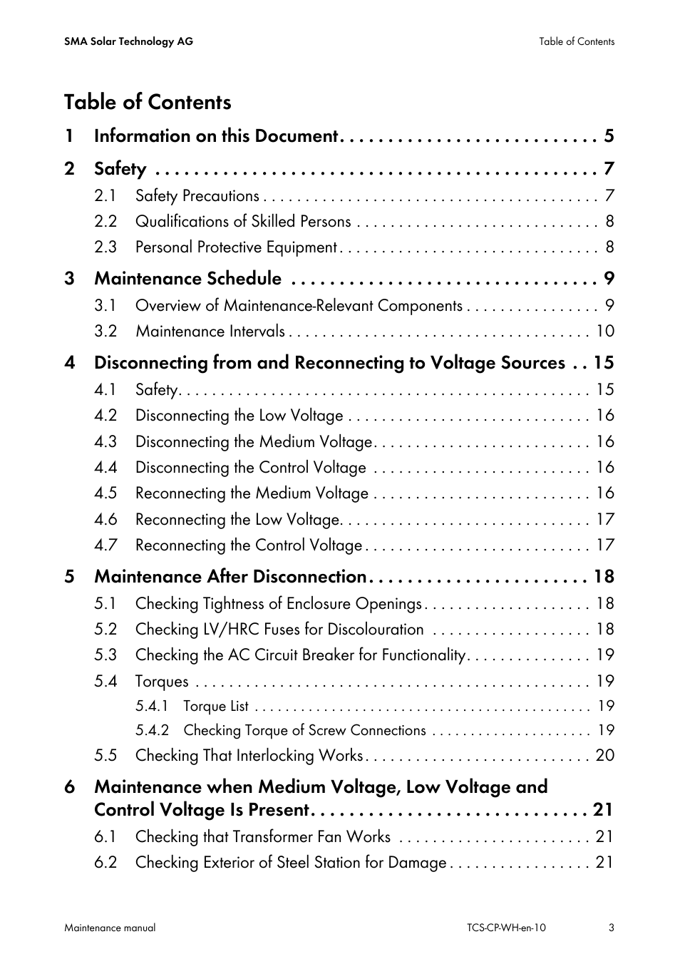 SMA TCS 500-SC Maintenance manual User Manual | Page 3 / 28