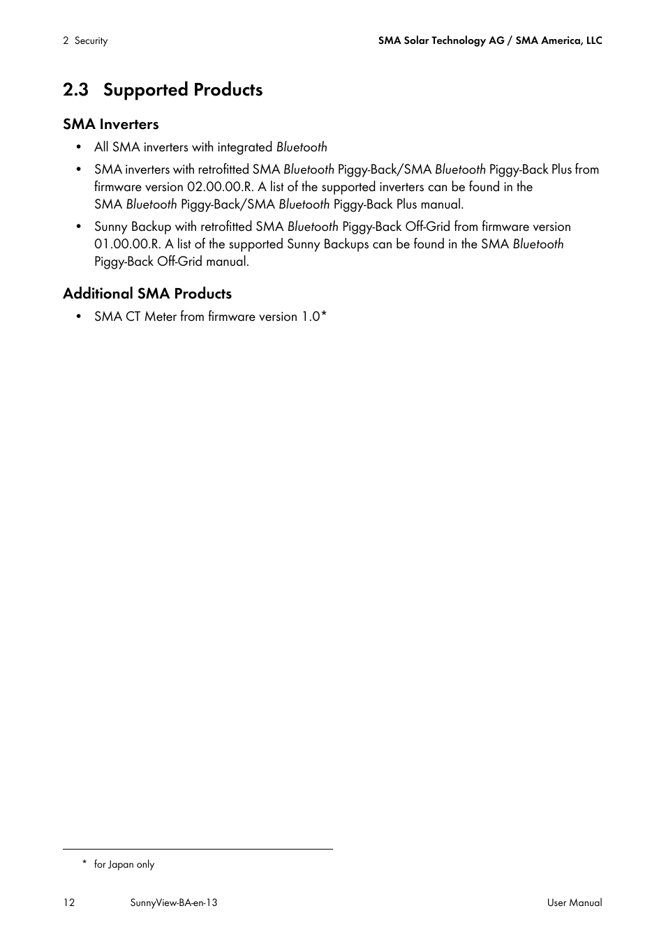 3 supported products | SMA VIEW-10 User Manual | Page 12 / 52