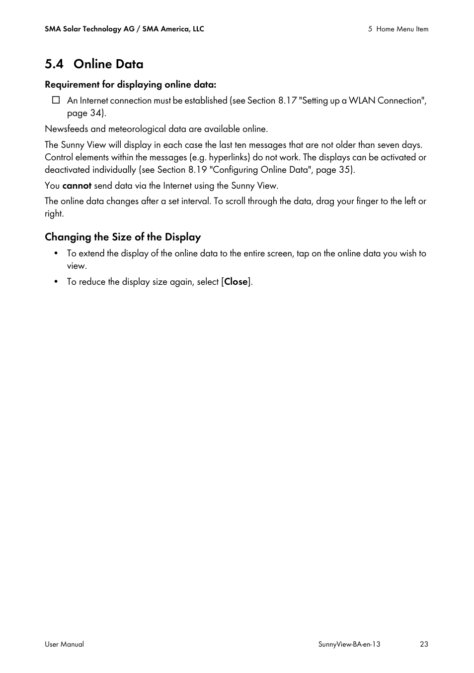 4 online data | SMA VIEW-10 User Manual | Page 23 / 52