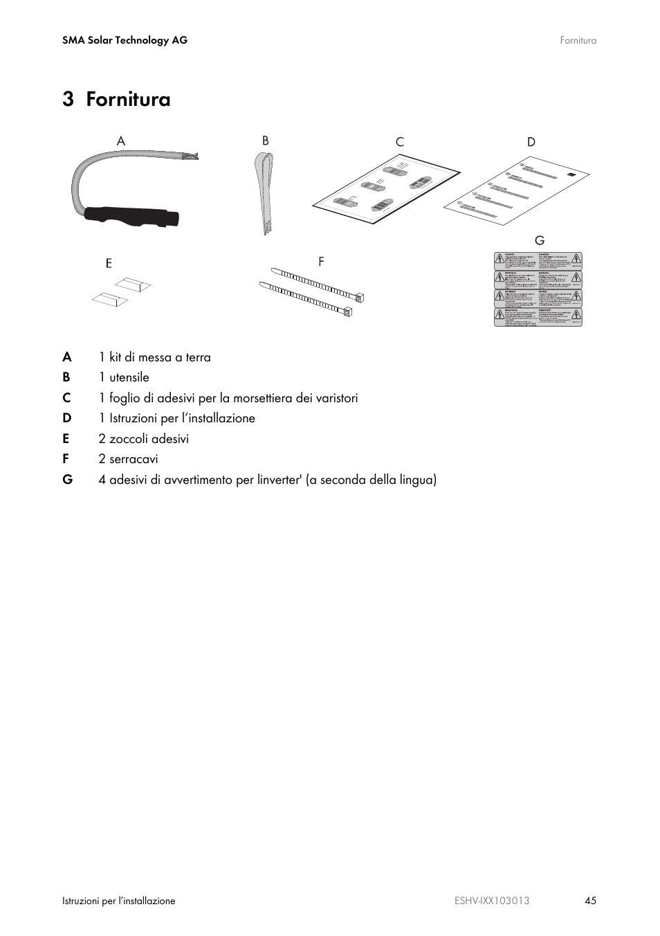 3 fornitura | SMA ESHV-P-NR User Manual | Page 45 / 100