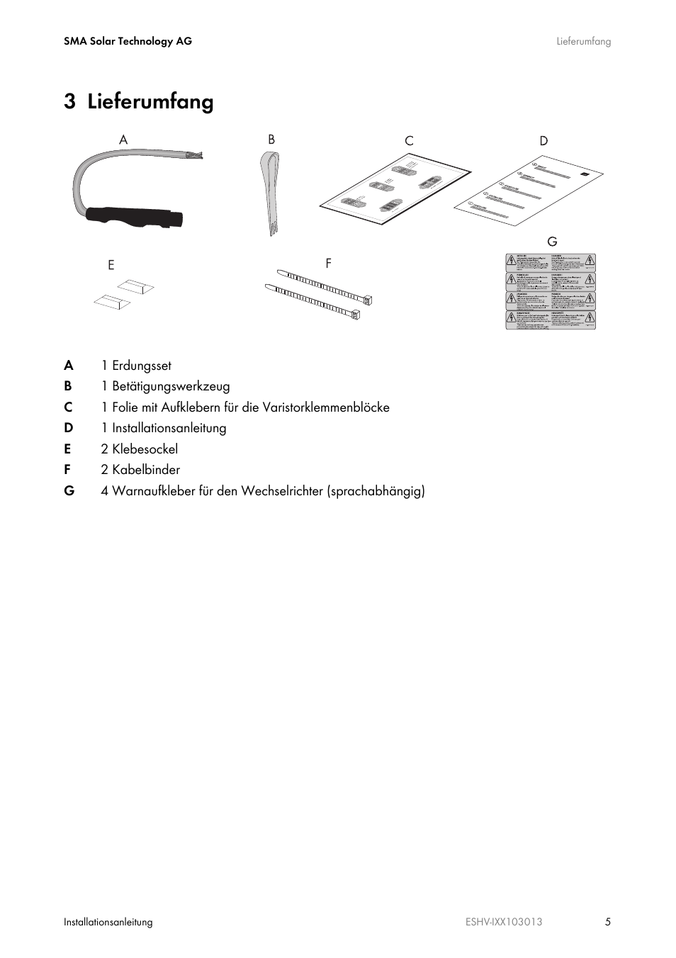 3 lieferumfang | SMA ESHV-P-NR User Manual | Page 5 / 100