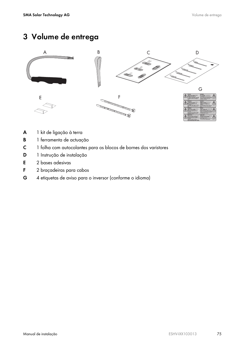 3 volume de entrega | SMA ESHV-P-NR User Manual | Page 75 / 100