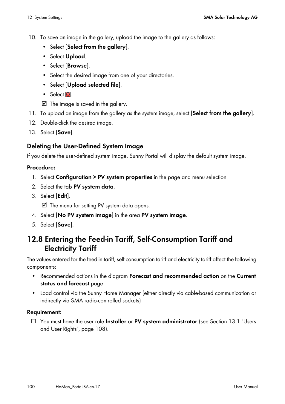 SMA SUNNY HOME MANAGER User Manual | Page 100 / 132