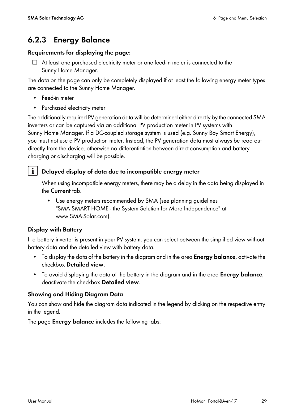 3 energy balance | SMA SUNNY HOME MANAGER User Manual | Page 29 / 132