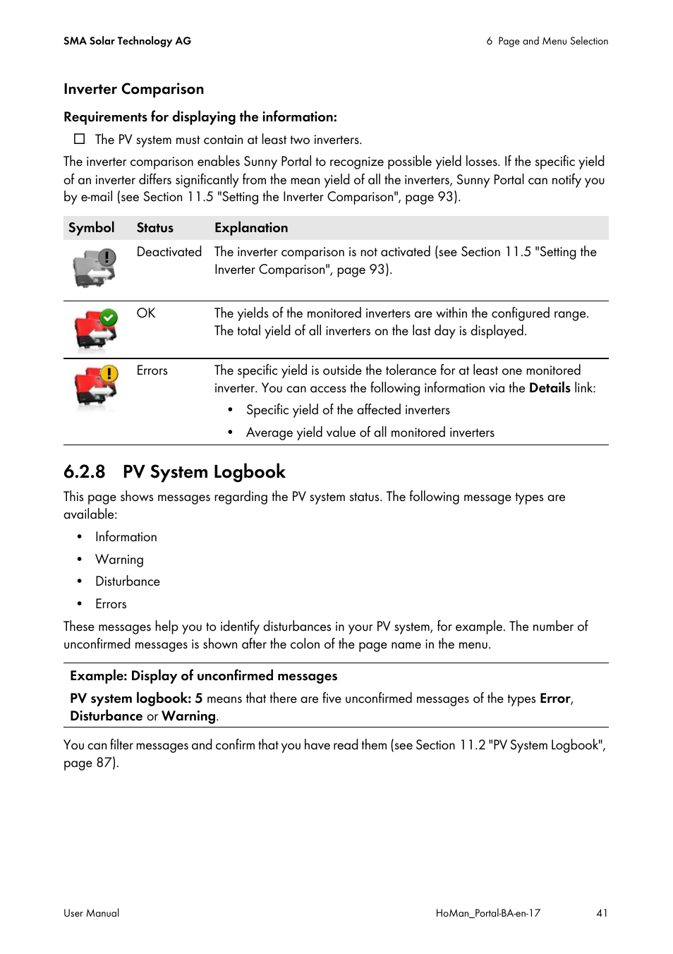 8 pv system logbook | SMA SUNNY HOME MANAGER User Manual | Page 41 / 132