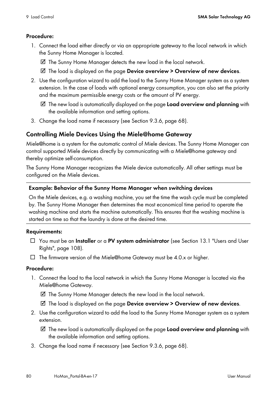SMA SUNNY HOME MANAGER User Manual | Page 80 / 132