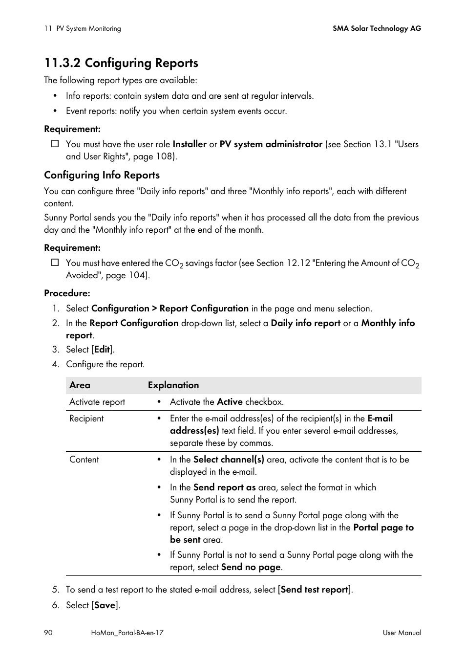 2 configuring reports | SMA SUNNY HOME MANAGER User Manual | Page 90 / 132