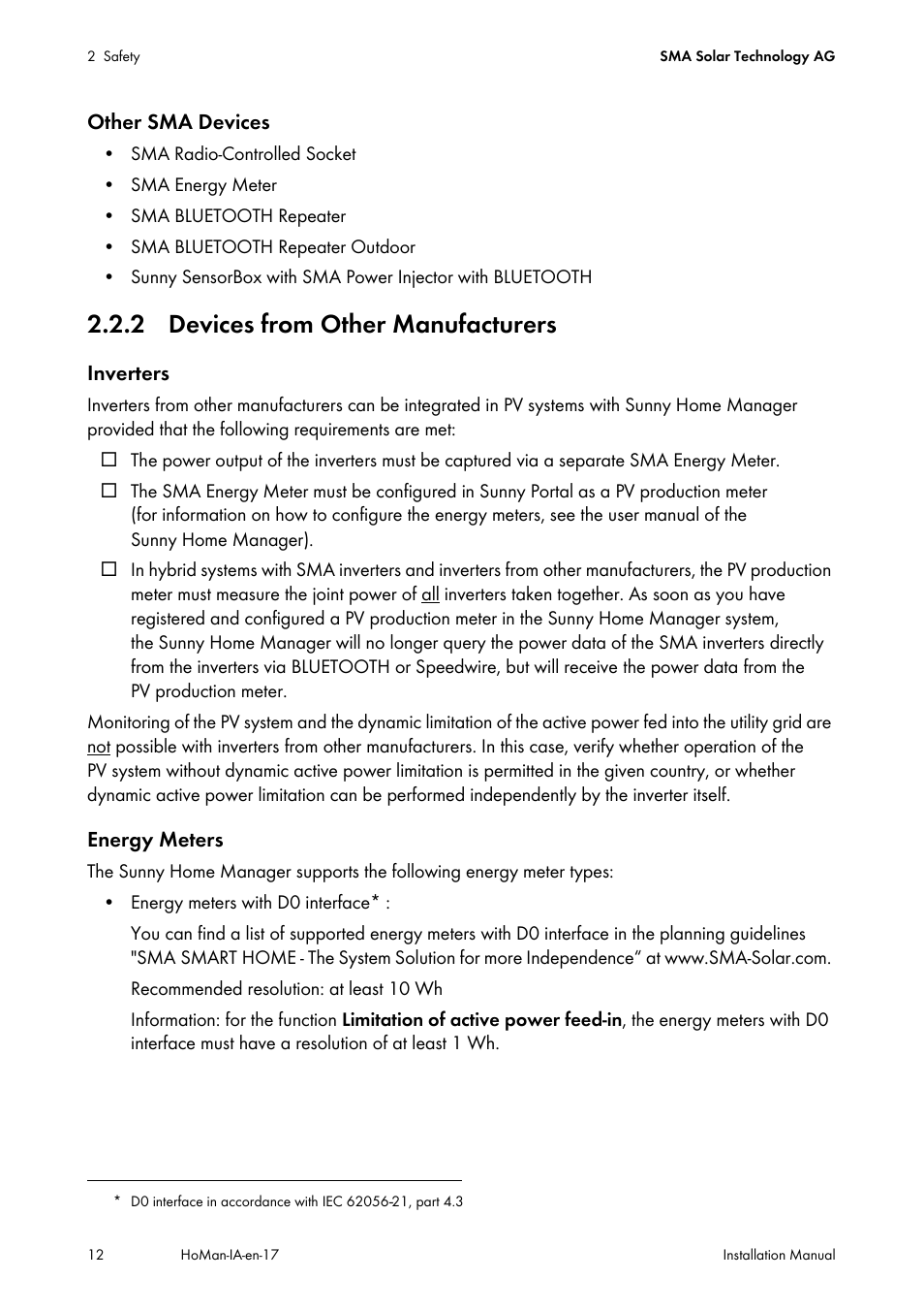 2 devices from other manufacturers | SMA SUNNY HOME MANAGER Installation User Manual | Page 12 / 77