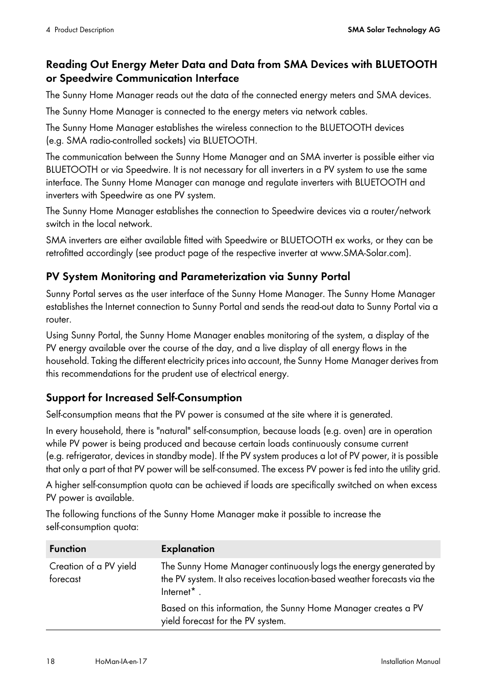 SMA SUNNY HOME MANAGER Installation User Manual | Page 18 / 77