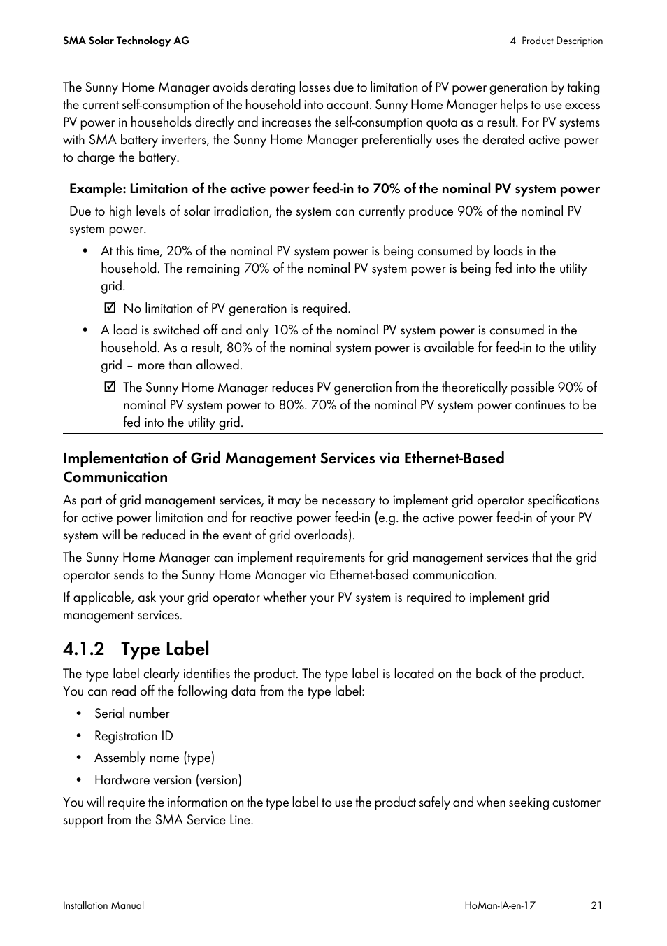 2 type label | SMA SUNNY HOME MANAGER Installation User Manual | Page 21 / 77