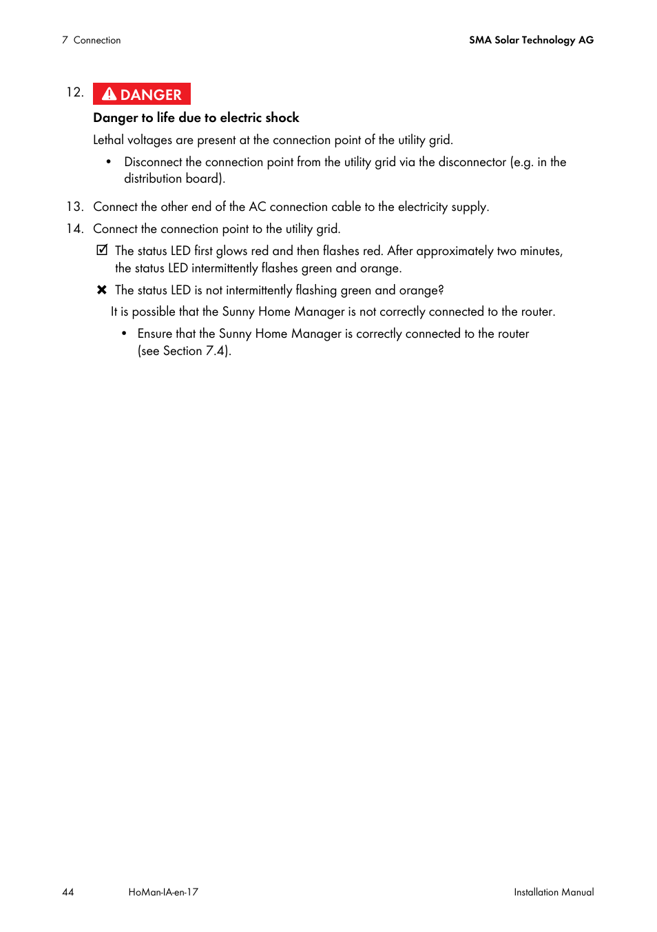 SMA SUNNY HOME MANAGER Installation User Manual | Page 44 / 77