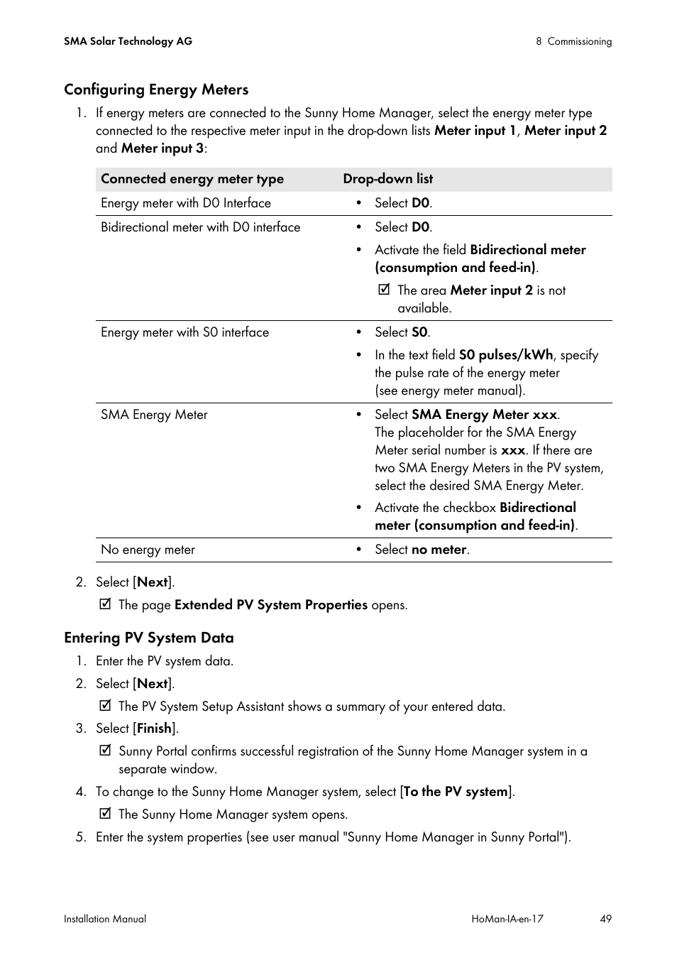 SMA SUNNY HOME MANAGER Installation User Manual | Page 49 / 77