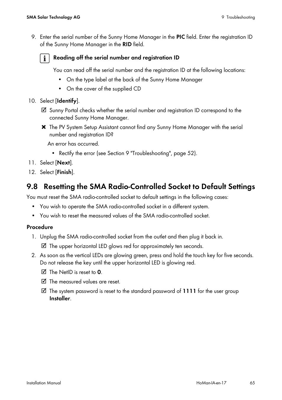 SMA SUNNY HOME MANAGER Installation User Manual | Page 65 / 77
