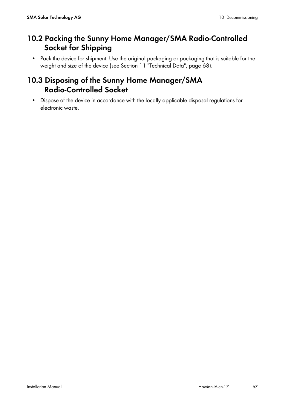 Socket for shipping, Socket | SMA SUNNY HOME MANAGER Installation User Manual | Page 67 / 77