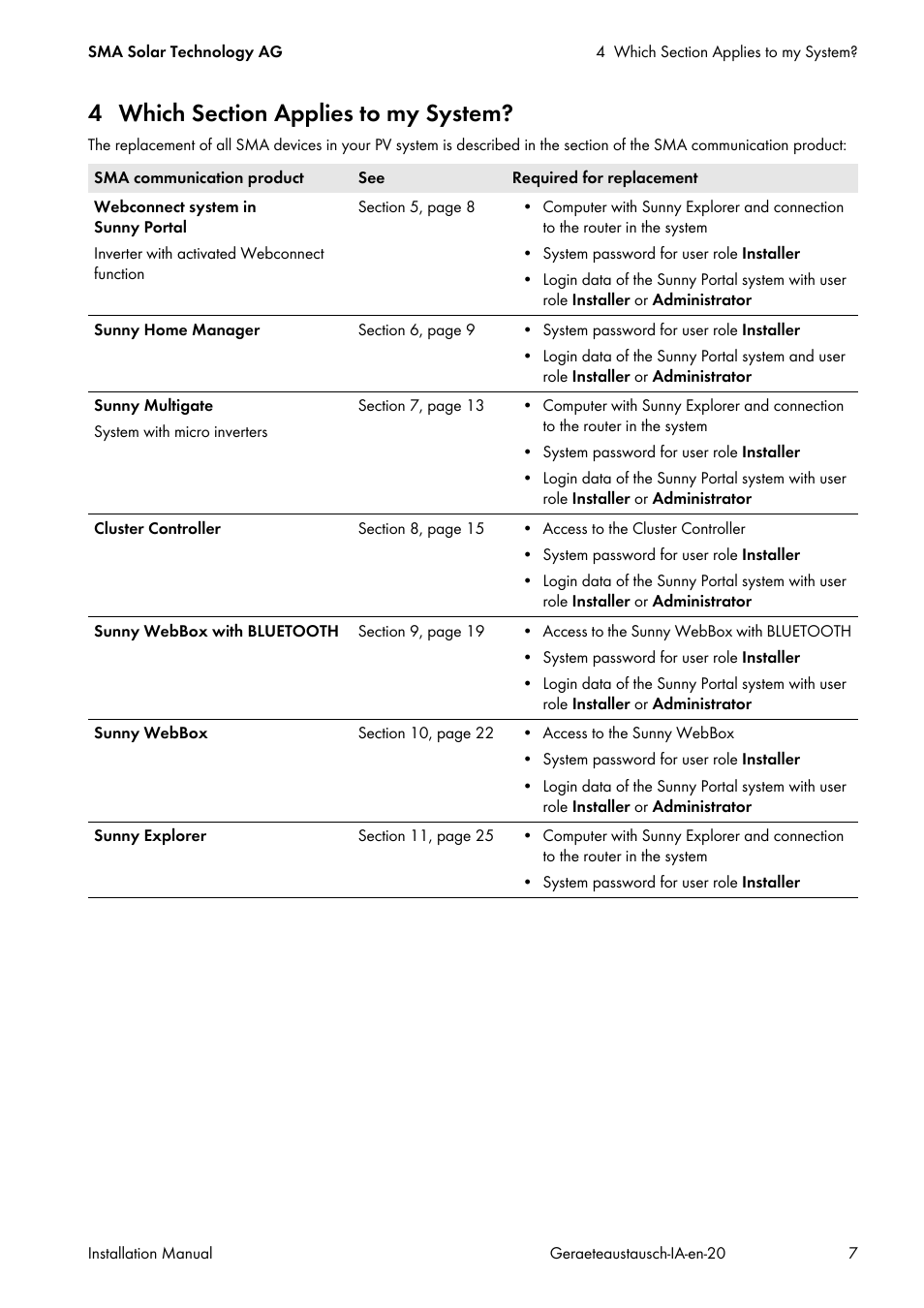 4 which section applies to my system | SMA Replacement of SMA Devices in Systems with SMA User Manual | Page 7 / 32