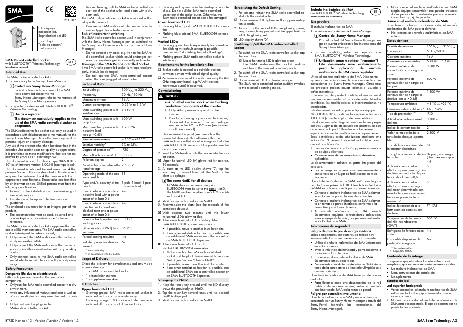 SMA Funksteckdose mit BLUETOOTH Wireless Technology User Manual | 2 pages