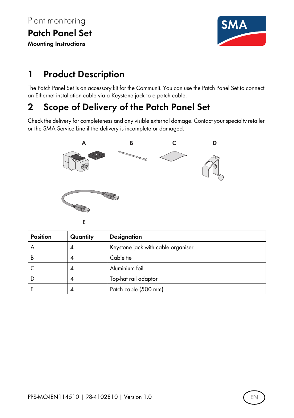 SMA Patch Panel Set User Manual | 4 pages