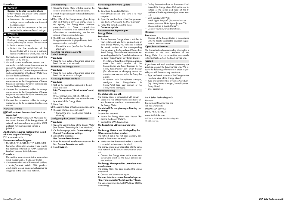 SMA Energy Meter User Manual | Page 2 / 2