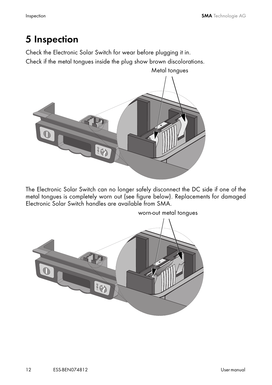 5 inspection, Inspection | SMA ESS User Manual | Page 12 / 16