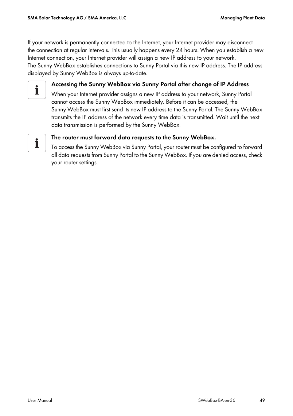 SMA SUNNY WEBBOX User Manual | Page 49 / 94