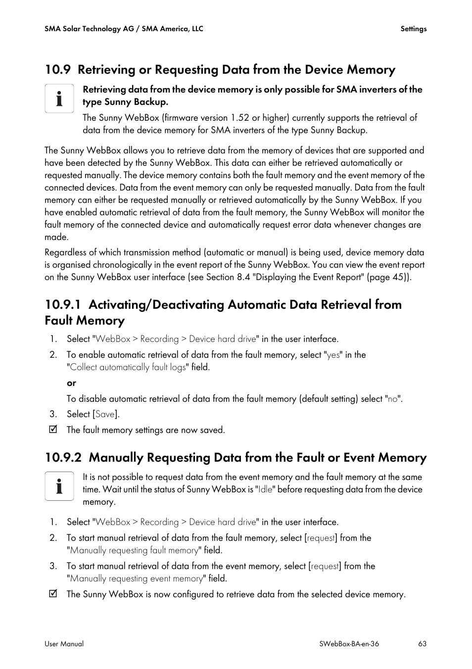 SMA SUNNY WEBBOX User Manual | Page 63 / 94