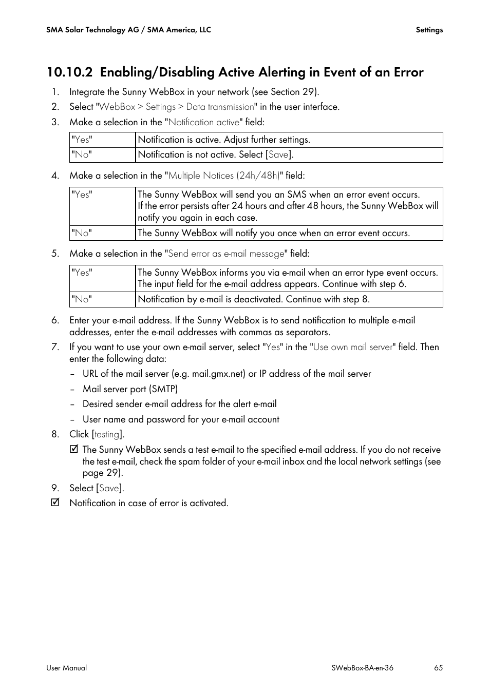 SMA SUNNY WEBBOX User Manual | Page 65 / 94