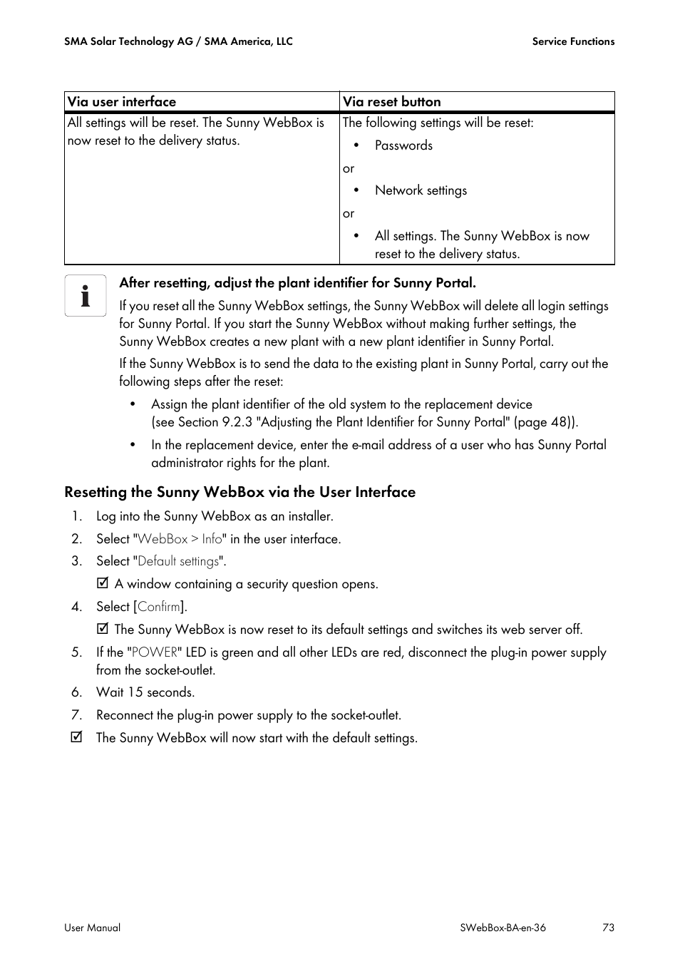 SMA SUNNY WEBBOX User Manual | Page 73 / 94