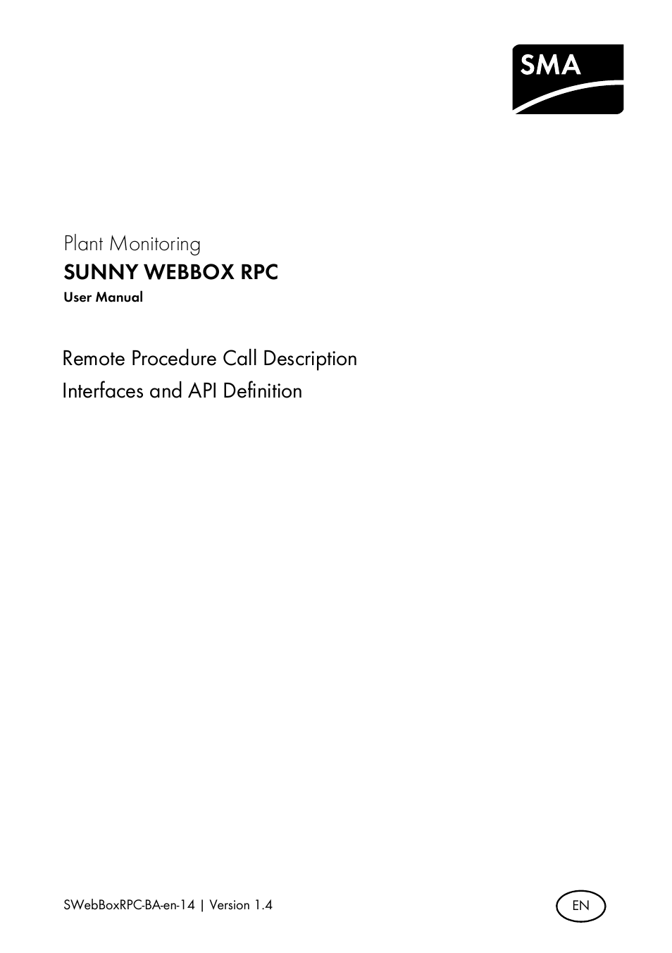 SMA SUNNY WEBBOX RPC User Manual | 35 pages