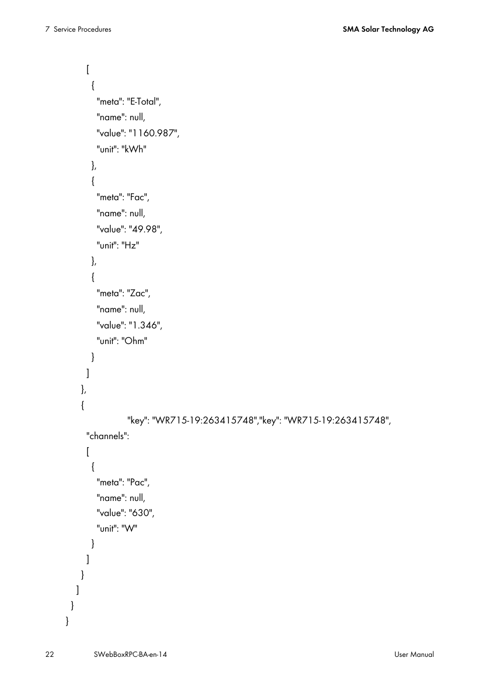 SMA SUNNY WEBBOX RPC User Manual | Page 22 / 35