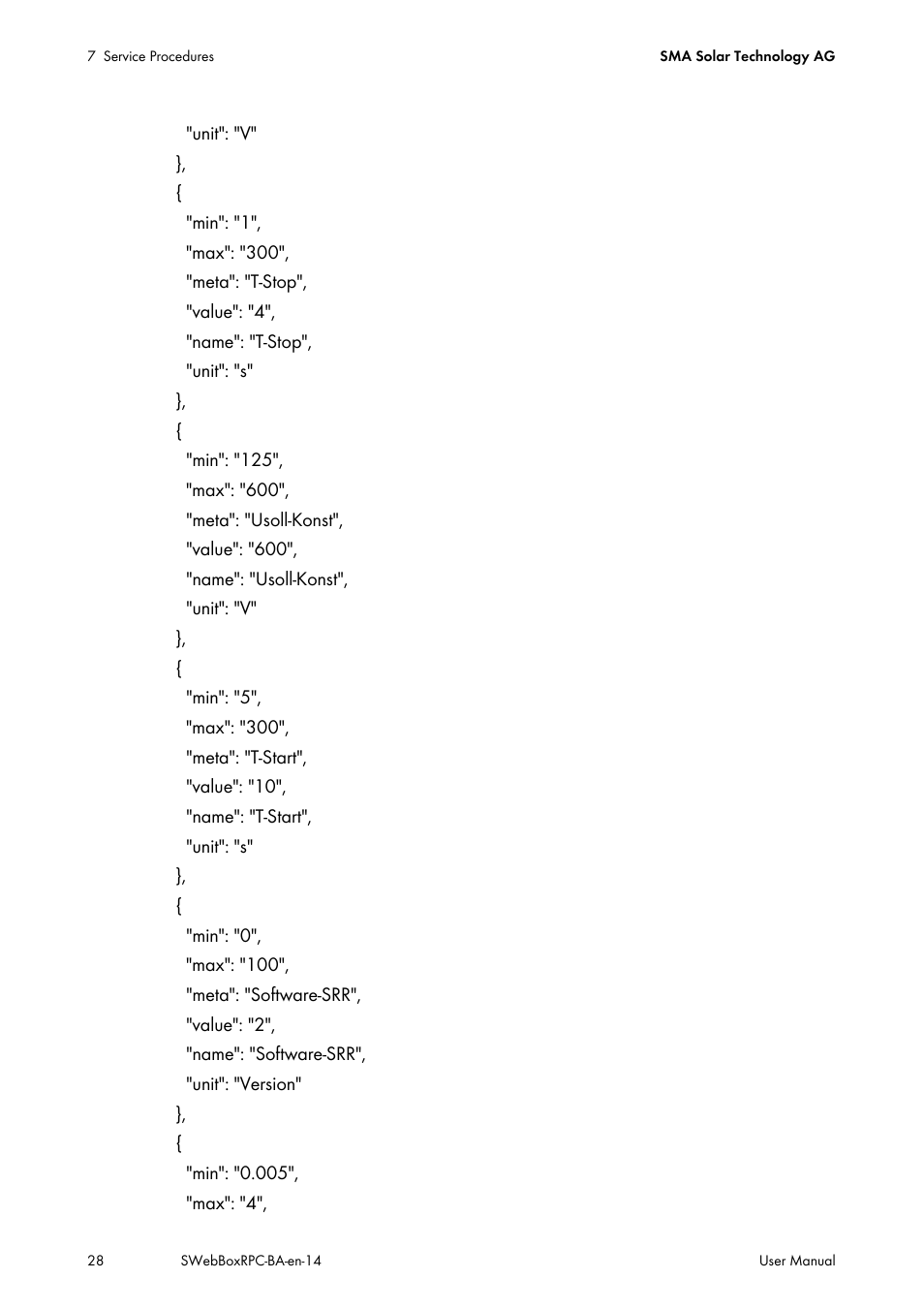 SMA SUNNY WEBBOX RPC User Manual | Page 28 / 35