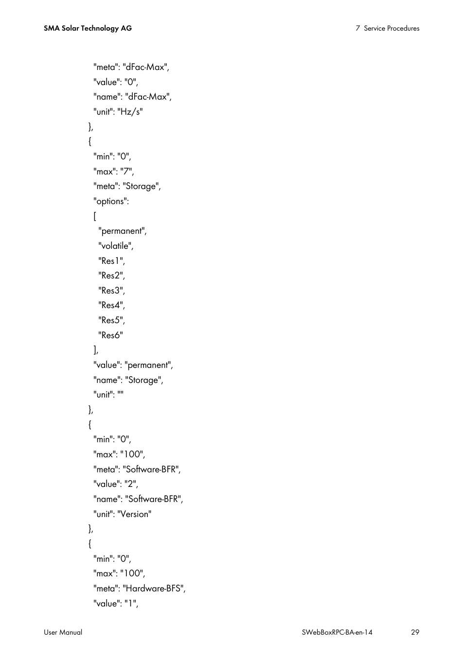 SMA SUNNY WEBBOX RPC User Manual | Page 29 / 35