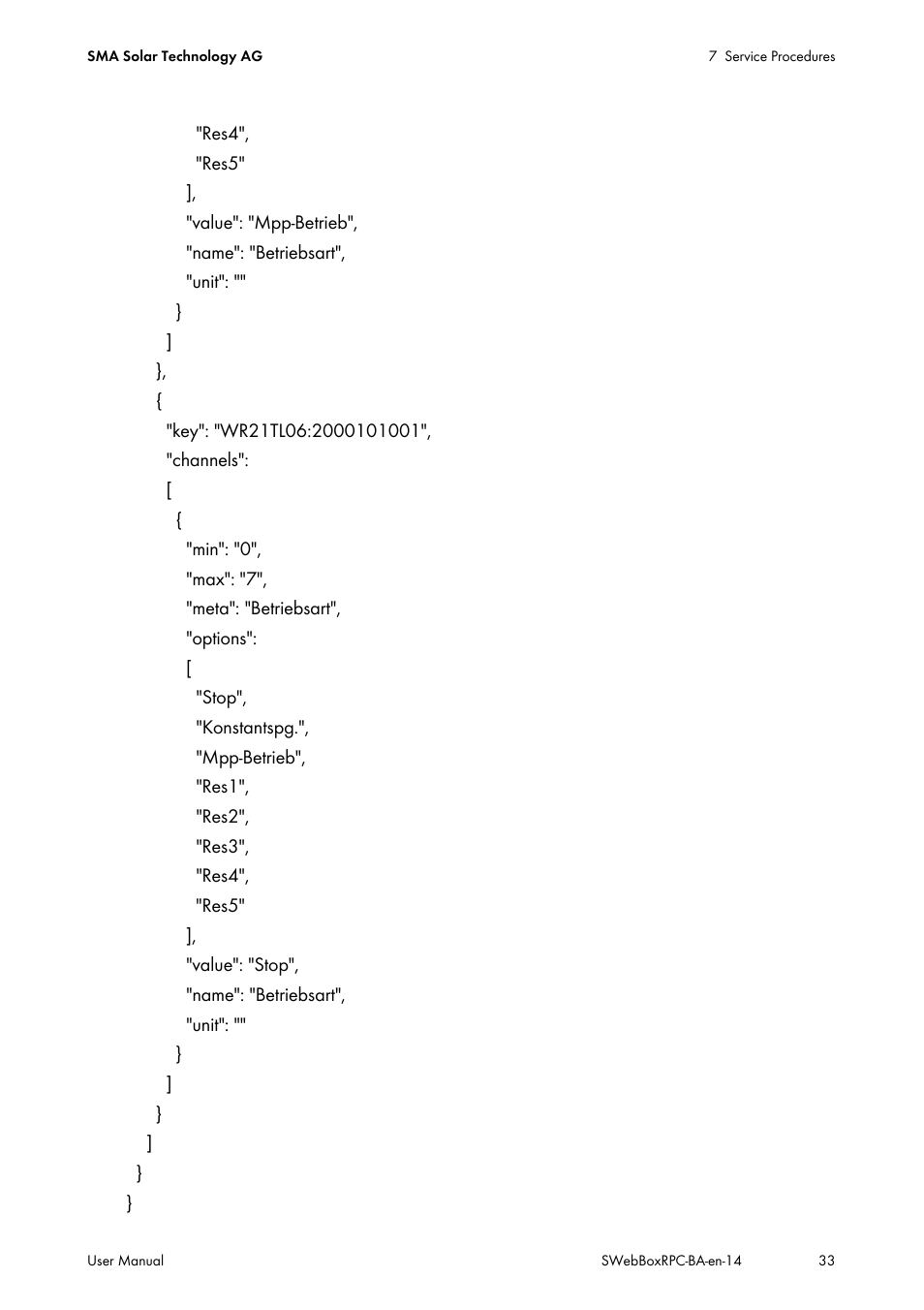 SMA SUNNY WEBBOX RPC User Manual | Page 33 / 35