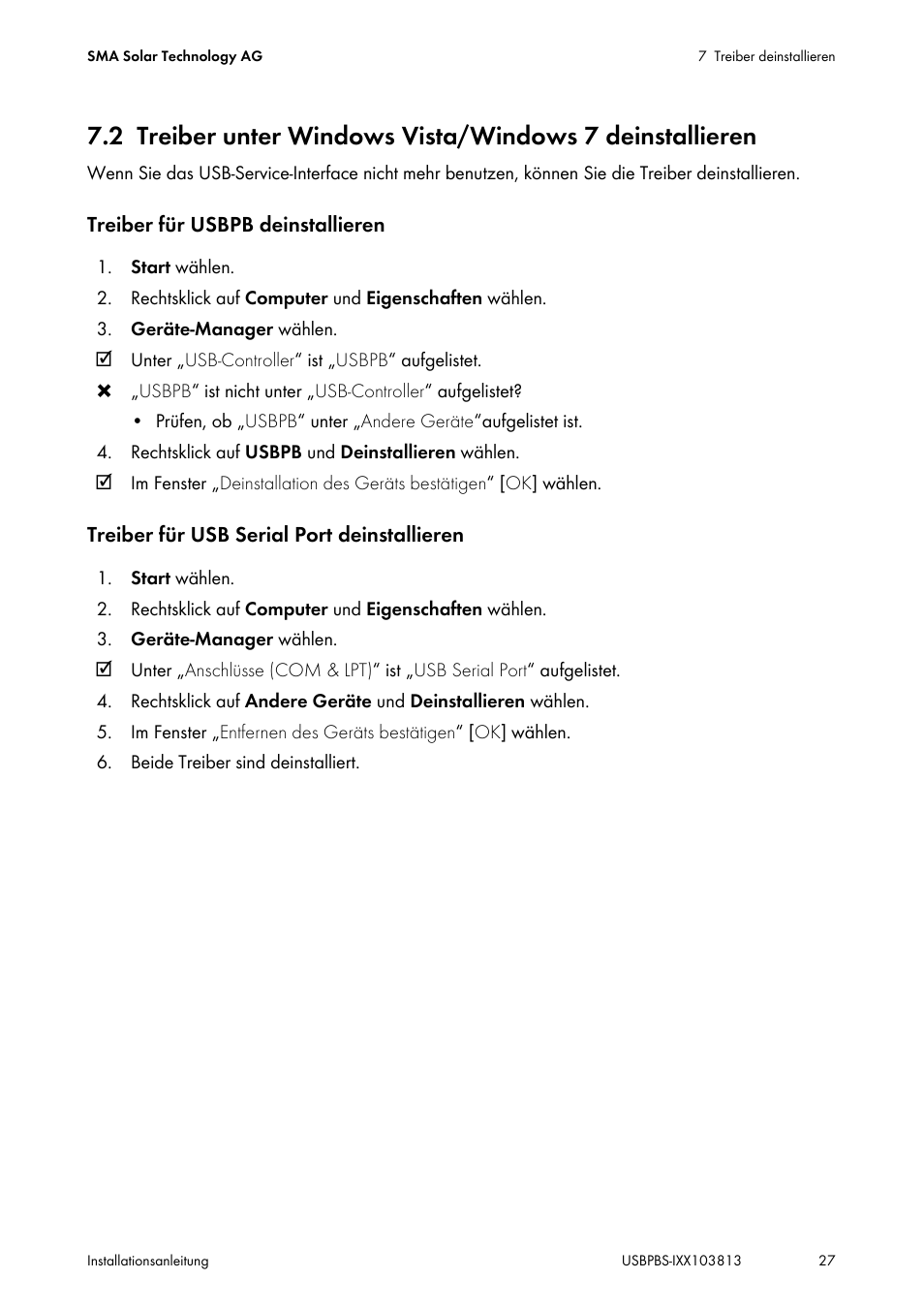 SMA USB-Service-Interface User Manual | Page 27 / 160