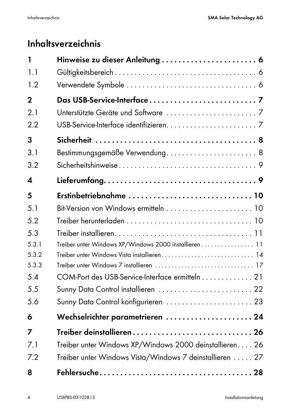 SMA USB-Service-Interface User Manual | Page 4 / 160
