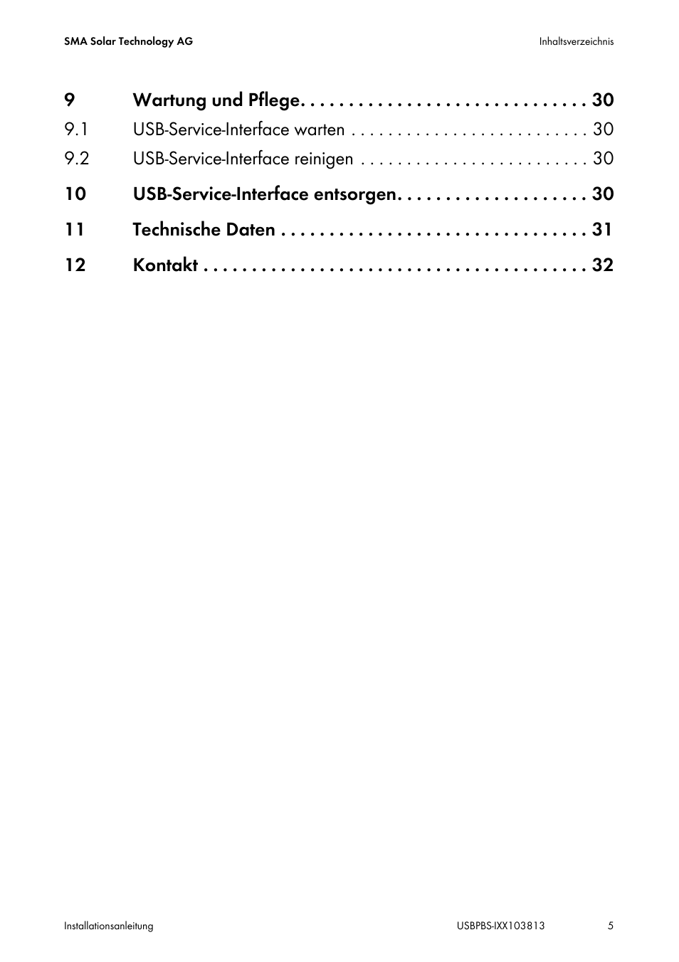 SMA USB-Service-Interface User Manual | Page 5 / 160
