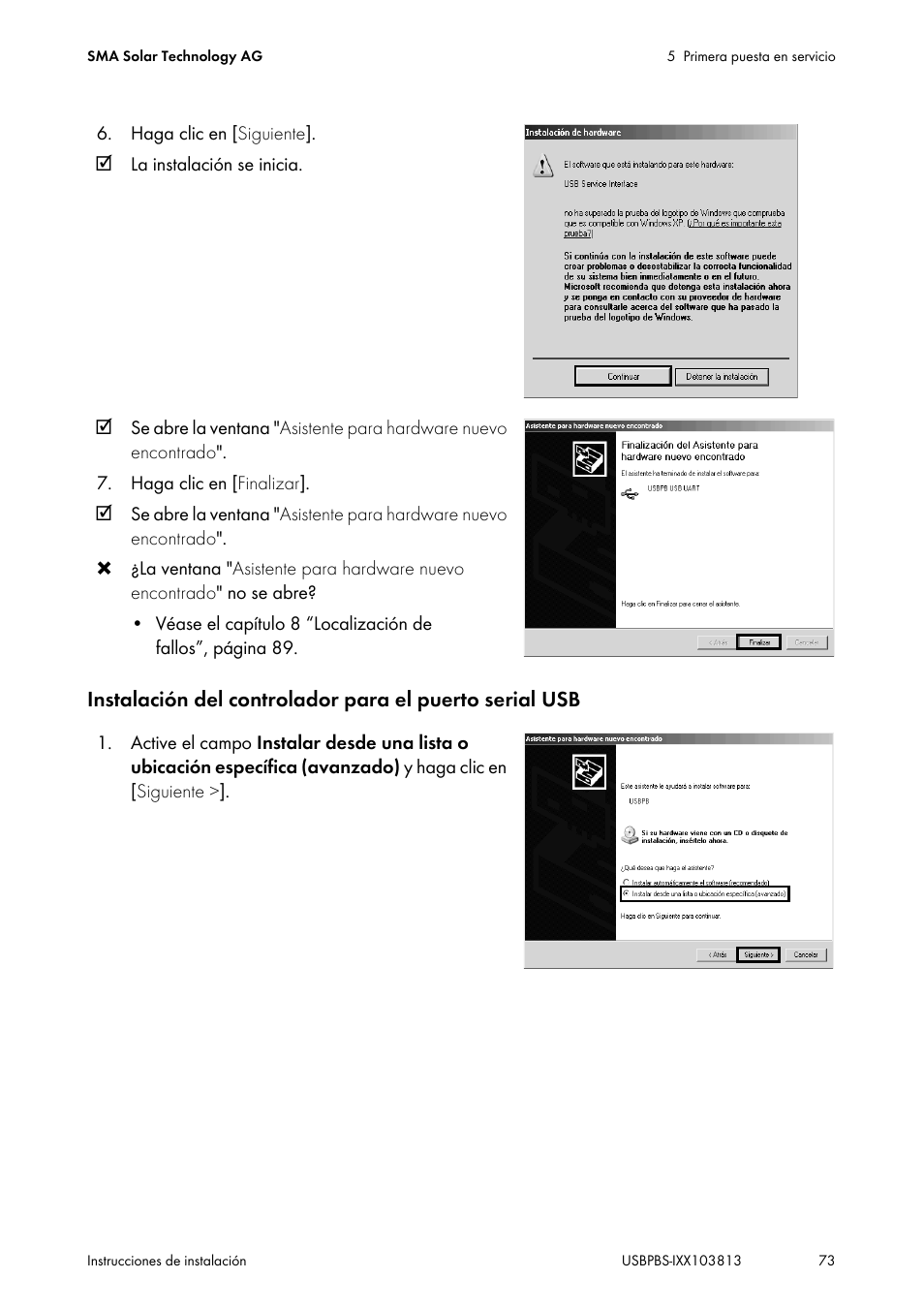 SMA USB-Service-Interface User Manual | Page 73 / 160