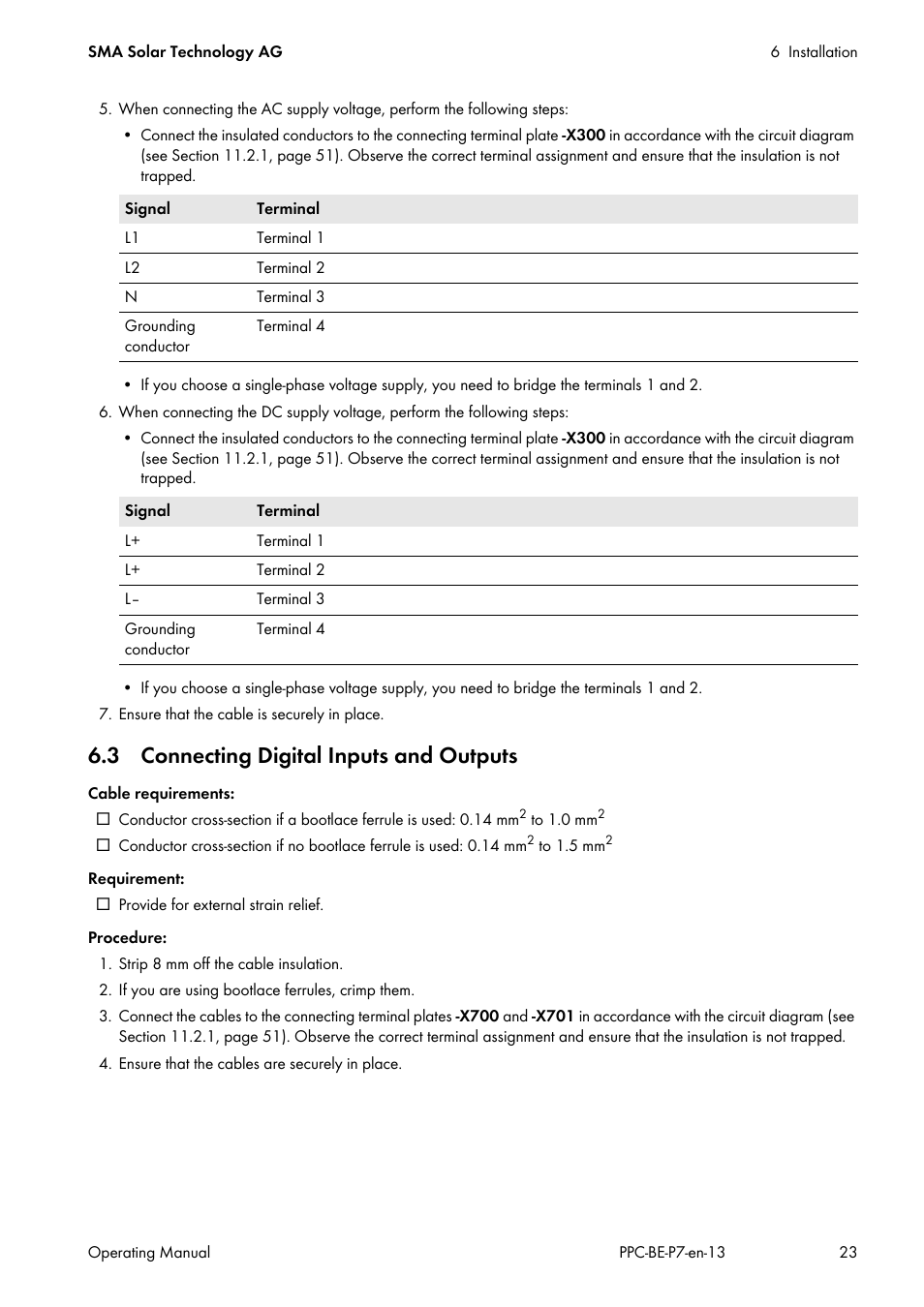 3 connecting digital inputs and outputs | SMA POWER PLANT CONTROLLER User Manual | Page 23 / 64