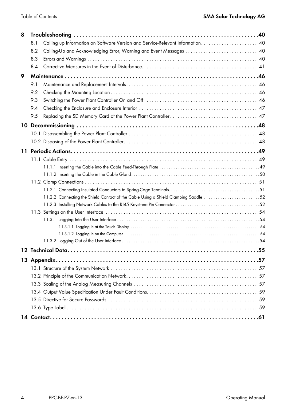 SMA POWER PLANT CONTROLLER User Manual | Page 4 / 64