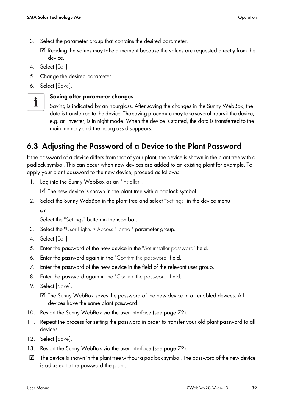 SMA WEBBOX-BT-20 User Manual | Page 39 / 88