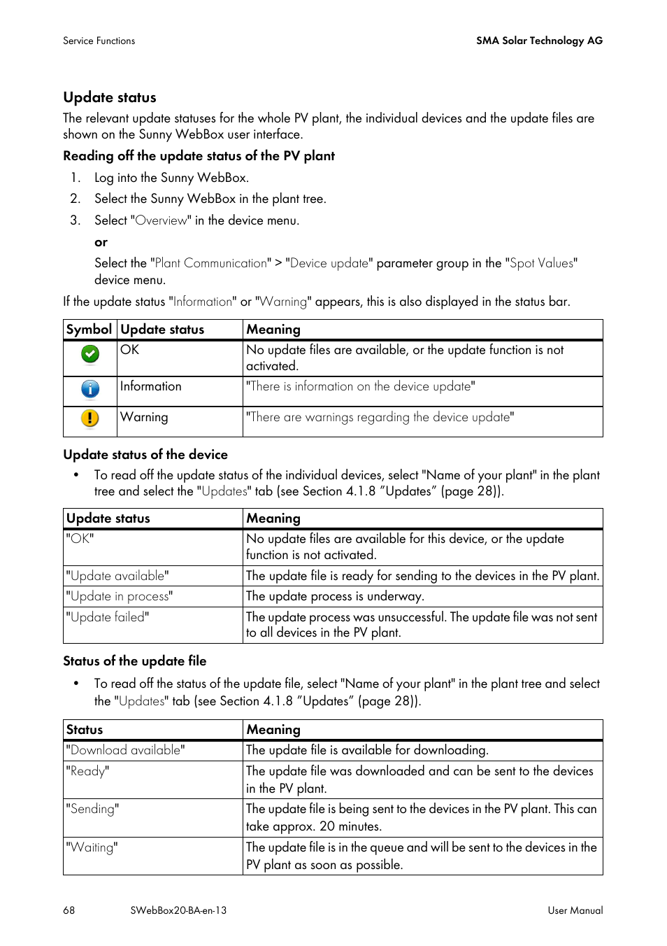 SMA WEBBOX-BT-20 User Manual | Page 68 / 88