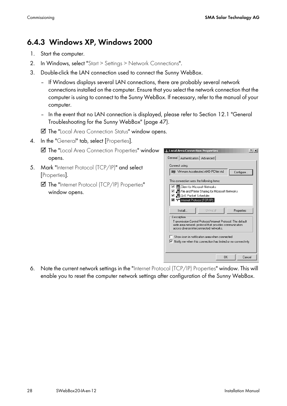 3 windows xp, windows 2000, Windows xp, windows 2000 | SMA WEBBOX-BT-20 Installation User Manual | Page 28 / 62