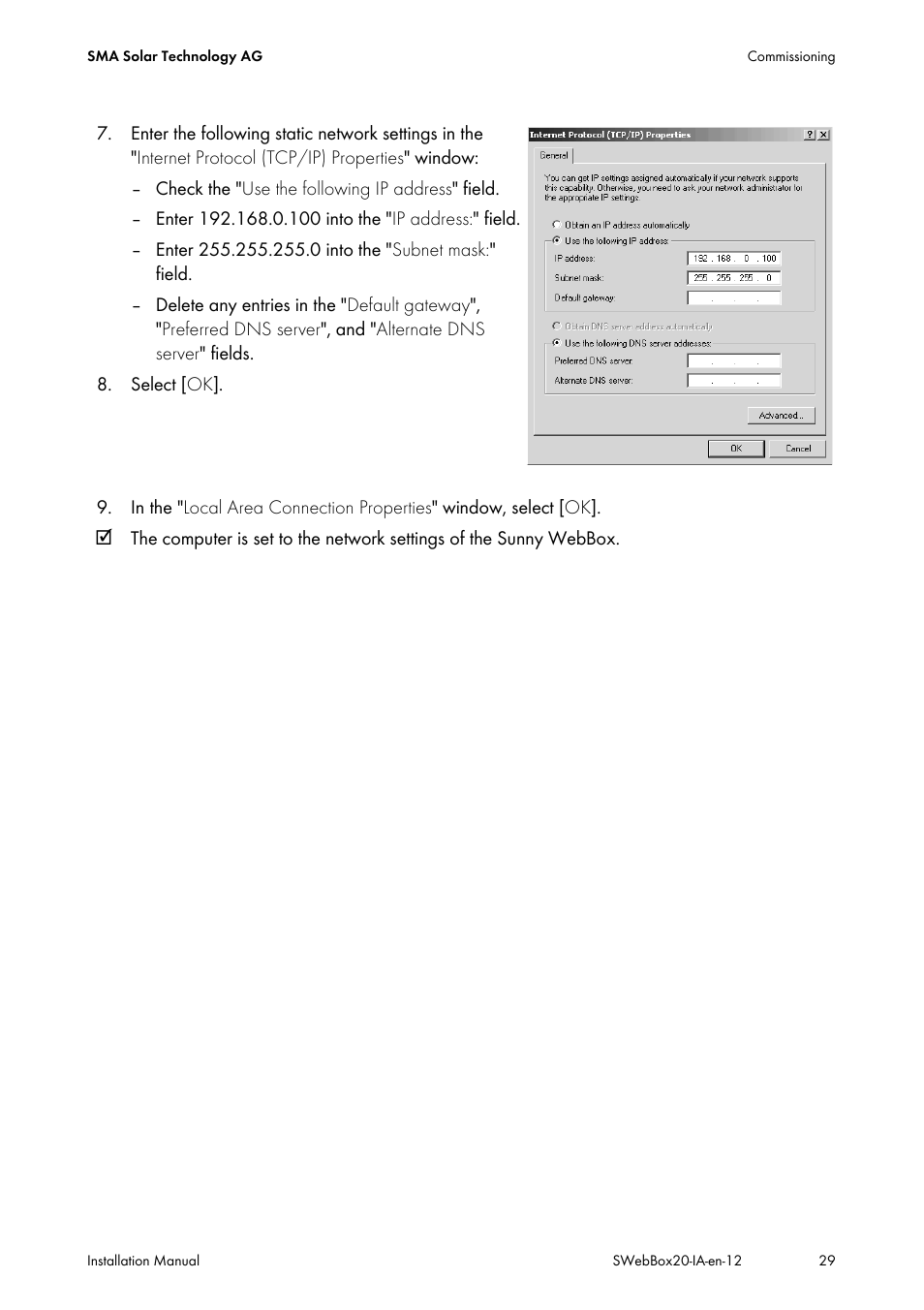SMA WEBBOX-BT-20 Installation User Manual | Page 29 / 62
