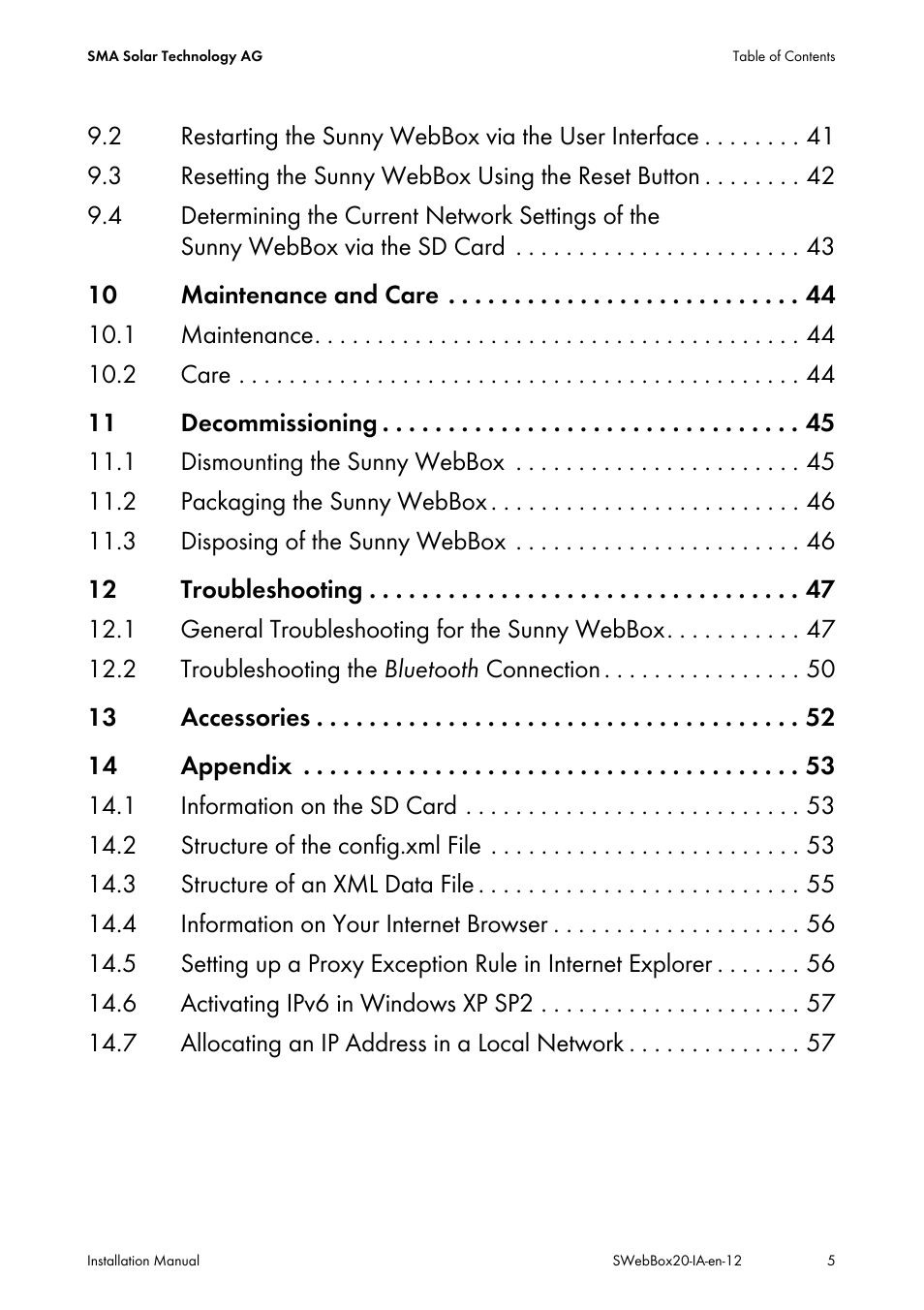 SMA WEBBOX-BT-20 Installation User Manual | Page 5 / 62