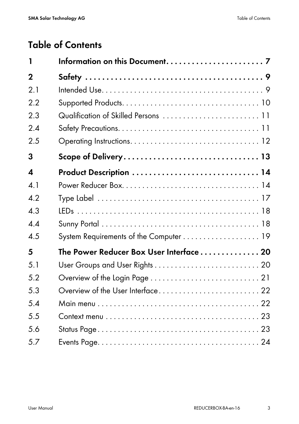 SMA POWER REDUCER BOX User Manual | Page 3 / 80