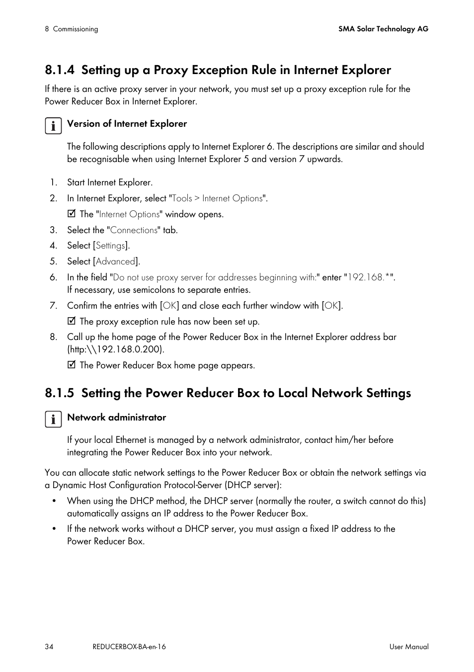 Section 8.1.4 | SMA POWER REDUCER BOX User Manual | Page 34 / 80