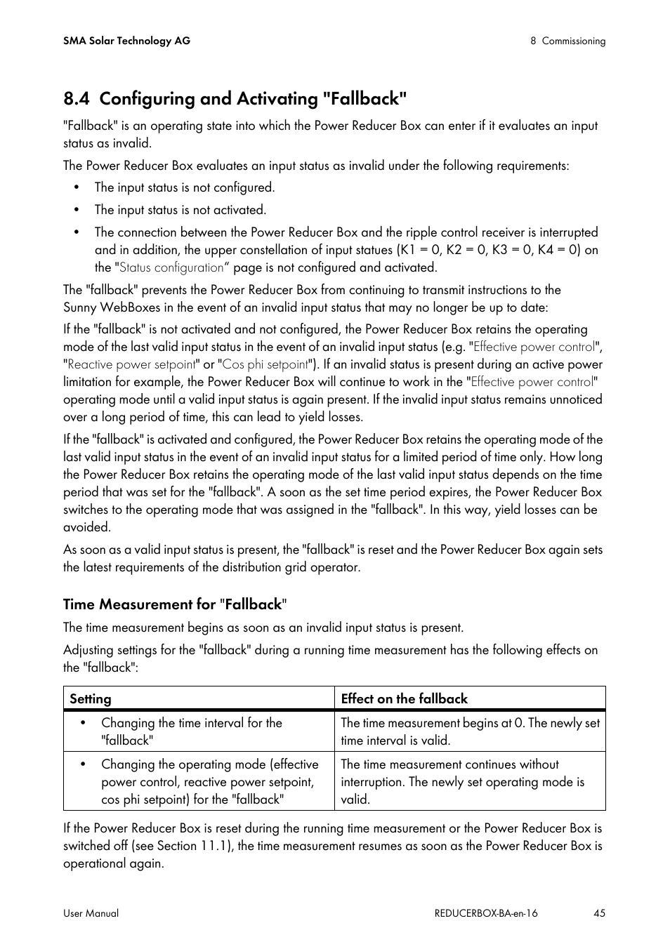 4 configuring and activating "fallback, Configuring and activating "fallback | SMA POWER REDUCER BOX User Manual | Page 45 / 80