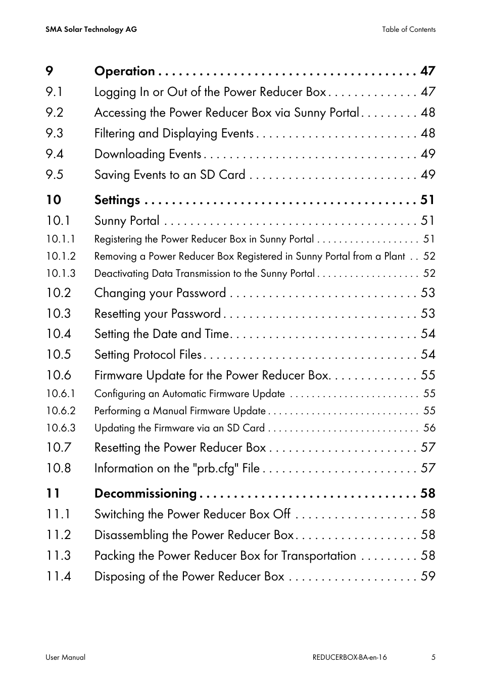 SMA POWER REDUCER BOX User Manual | Page 5 / 80