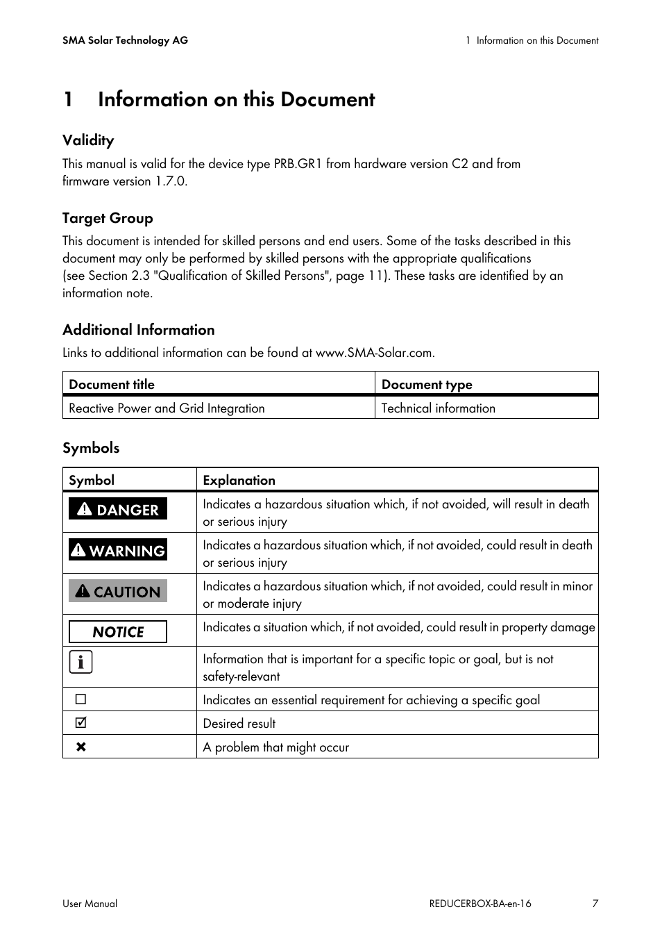 1 information on this document, Information on this document | SMA POWER REDUCER BOX User Manual | Page 7 / 80